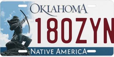 OK license plate 180ZYN