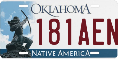 OK license plate 181AEN