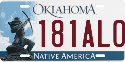 OK license plate 181ALO