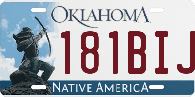 OK license plate 181BIJ
