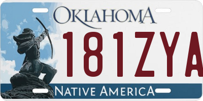 OK license plate 181ZYA