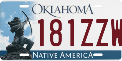 OK license plate 181ZZW