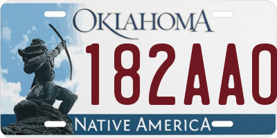 OK license plate 182AAO