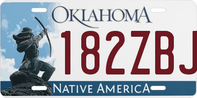 OK license plate 182ZBJ