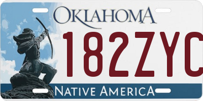 OK license plate 182ZYC