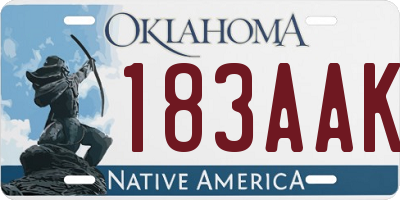 OK license plate 183AAK