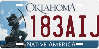 OK license plate 183AIJ