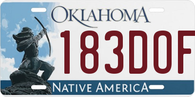 OK license plate 183DOF