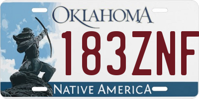 OK license plate 183ZNF