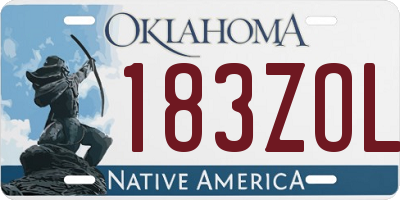 OK license plate 183ZOL