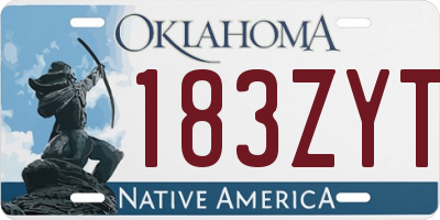 OK license plate 183ZYT