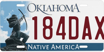 OK license plate 184DAX
