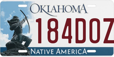 OK license plate 184DOZ