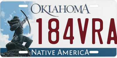 OK license plate 184VRA