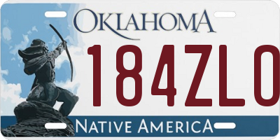 OK license plate 184ZLO