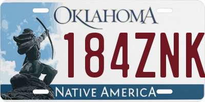 OK license plate 184ZNK