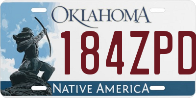 OK license plate 184ZPD