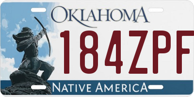 OK license plate 184ZPF