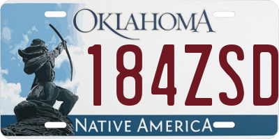 OK license plate 184ZSD