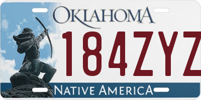 OK license plate 184ZYZ