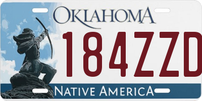 OK license plate 184ZZD