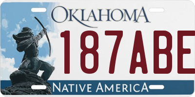 OK license plate 187ABE