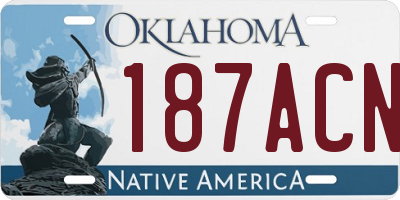 OK license plate 187ACN