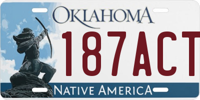 OK license plate 187ACT