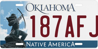 OK license plate 187AFJ