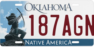 OK license plate 187AGN