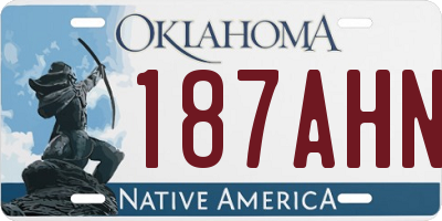 OK license plate 187AHN