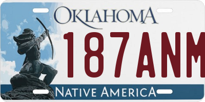 OK license plate 187ANM