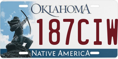 OK license plate 187CIW