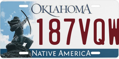 OK license plate 187VQW