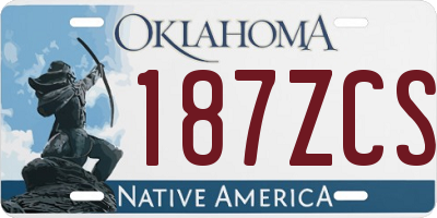 OK license plate 187ZCS