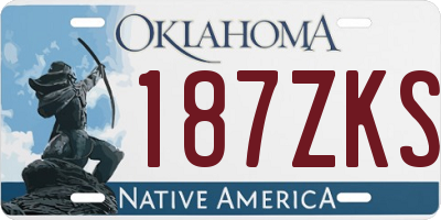 OK license plate 187ZKS