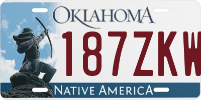 OK license plate 187ZKW