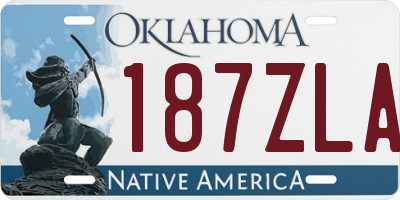 OK license plate 187ZLA