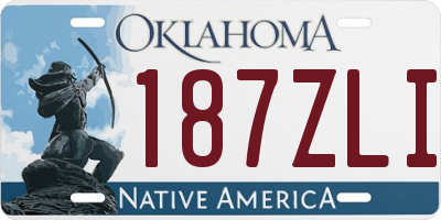 OK license plate 187ZLI