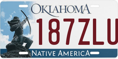OK license plate 187ZLU