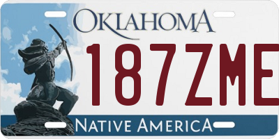 OK license plate 187ZME