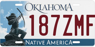 OK license plate 187ZMF