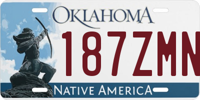 OK license plate 187ZMN