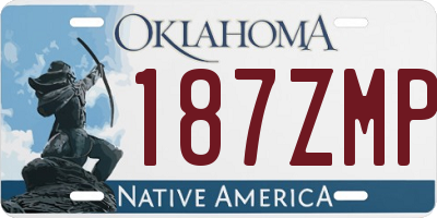 OK license plate 187ZMP