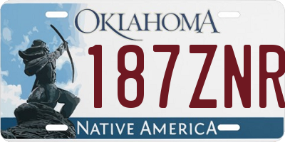 OK license plate 187ZNR