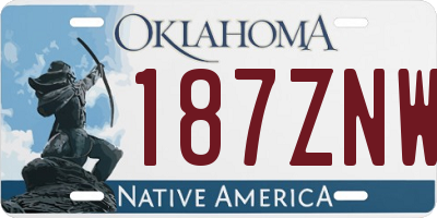 OK license plate 187ZNW