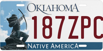 OK license plate 187ZPC