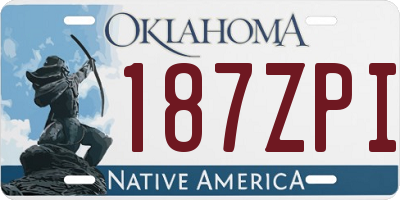 OK license plate 187ZPI