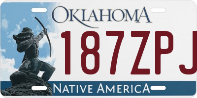 OK license plate 187ZPJ