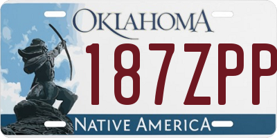 OK license plate 187ZPP